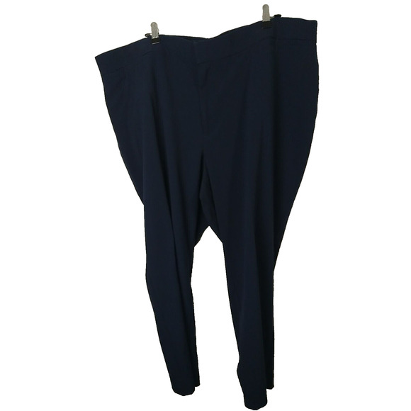 Catherines Woman 24WP Pant Trouser Blue Straight Leg Pocket Stretch Waist - Picture 1 of 8